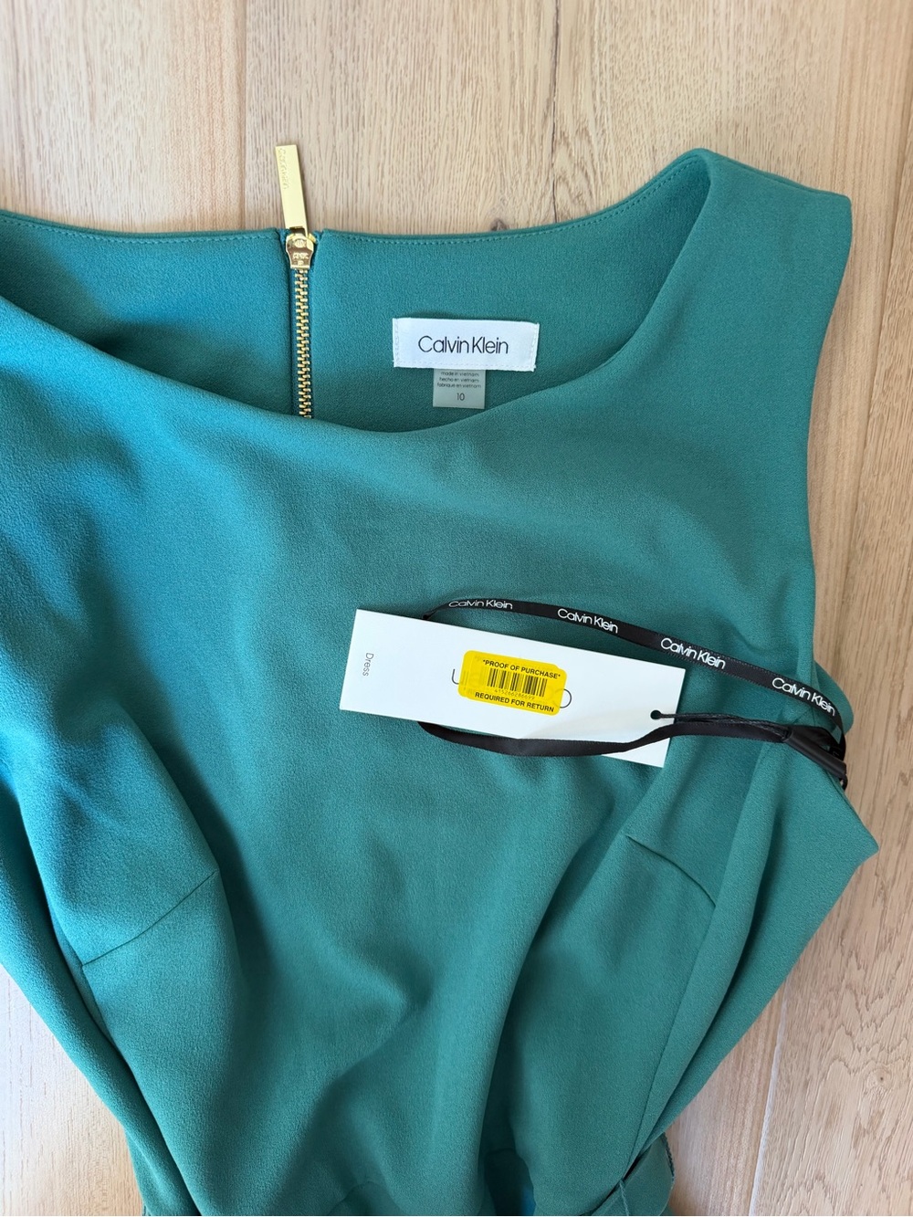 Calvin Klein Teal Sleeveless Tie-Waist Midi Dress - Picture 3 of 5